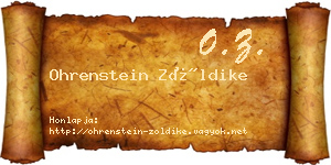 Ohrenstein Zöldike névjegykártya